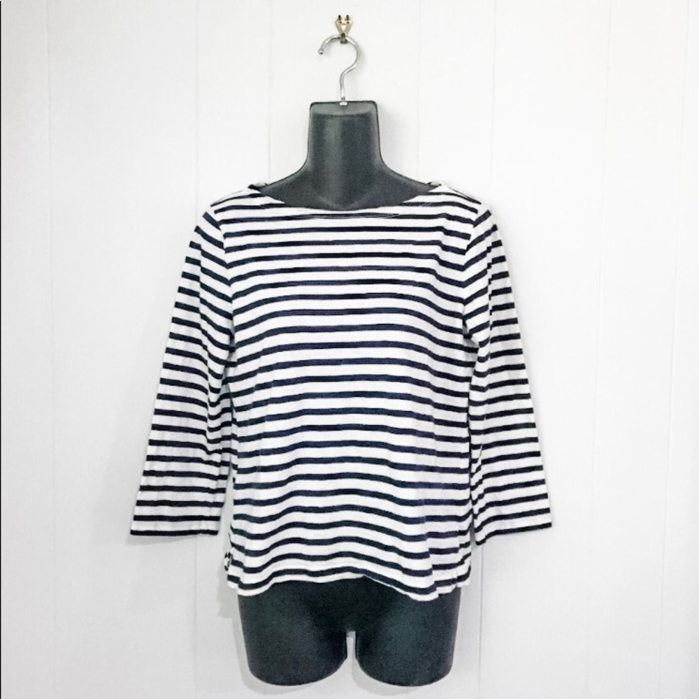 J CREW Striped Sailor 3/4 Sleeve Boatneck Shirt